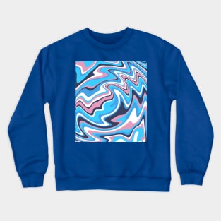 Colorful Liquid Warp Abstract Swirl - Blue and Pink Crewneck Sweatshirt